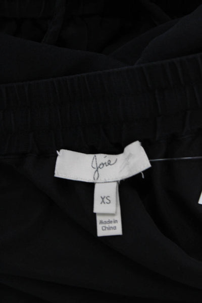 Joie Womens Silk Drawstring Layered Midi Asymmetric Skirt Solid Black Size XS