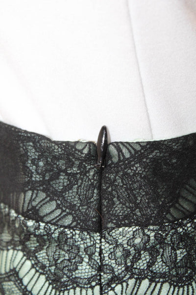 Milly Of New York Womens Lace Trim Side Zip Pencil Skirt Black Green Size 2