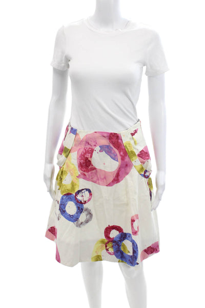 Fei Womens Cotton Printed Front Pockets Knee Length Skirt Multicolor Size 4