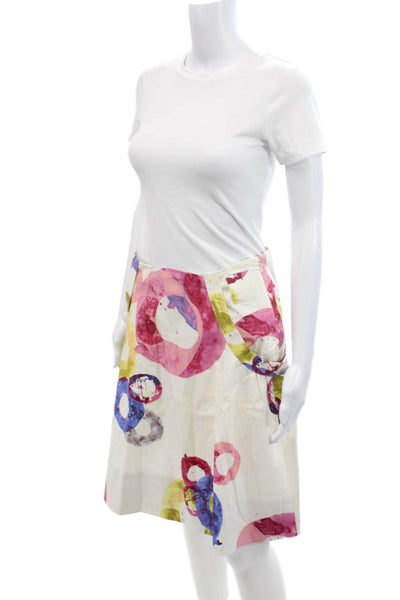 Fei Womens Cotton Printed Front Pockets Knee Length Skirt Multicolor Size 4