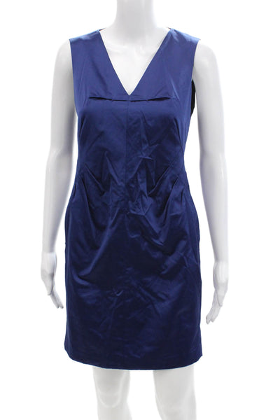 Robert Rodriguez Women Dark Blue V-Neck Sleeveless Sheath Dress Size 2