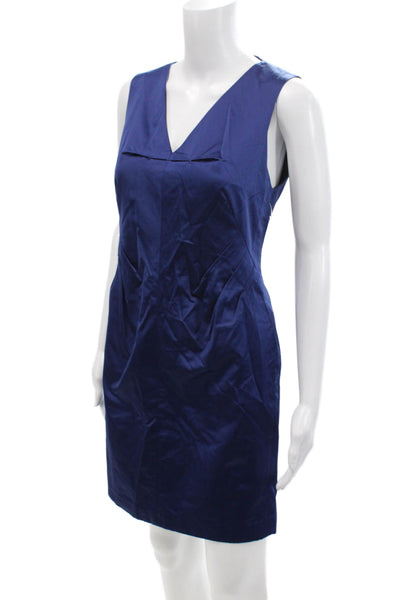 Robert Rodriguez Women Dark Blue V-Neck Sleeveless Sheath Dress Size 2