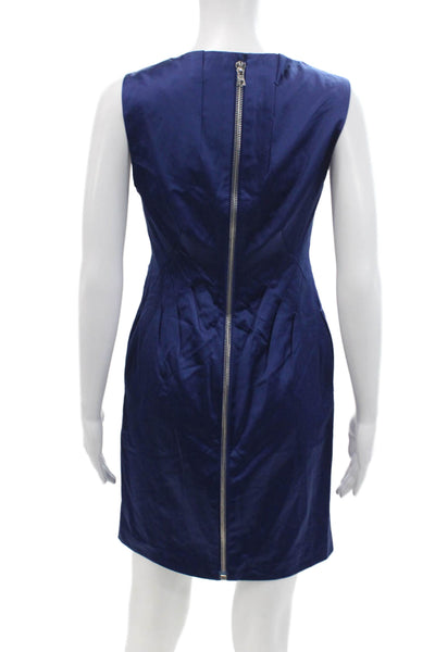 Robert Rodriguez Women Dark Blue V-Neck Sleeveless Sheath Dress Size 2