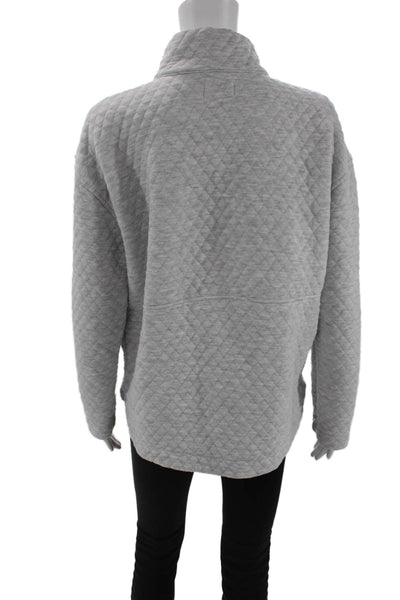 Marine Layer Women Henley Sweatshirt Gray Argyle Mock Neck Snap Size L
