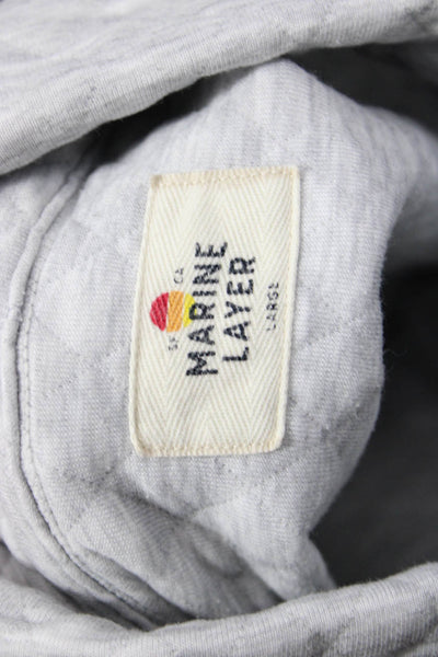 Marine Layer Women Henley Sweatshirt Gray Argyle Mock Neck Snap Size L
