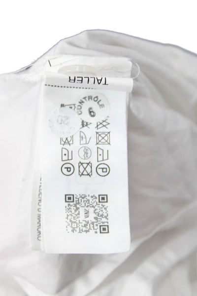 Zara Women Collared Button-Up Cotton Blouse Short Sleeve White Size M