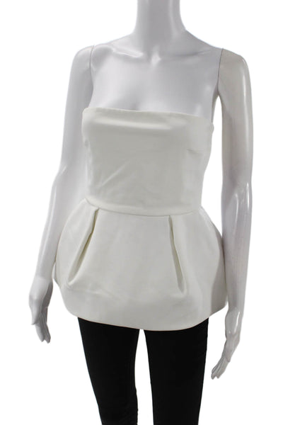 Cushnie Women Sleeveless White Zip Top Viscose Blend Size 2