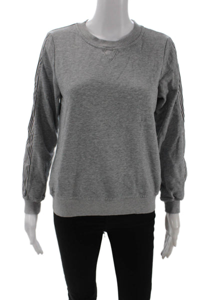 Current/Elliott Women Gray Striped Cotton Pullover Sweatshirt Size XS