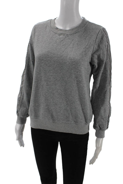 Current/Elliott Women Gray Striped Cotton Pullover Sweatshirt Size XS