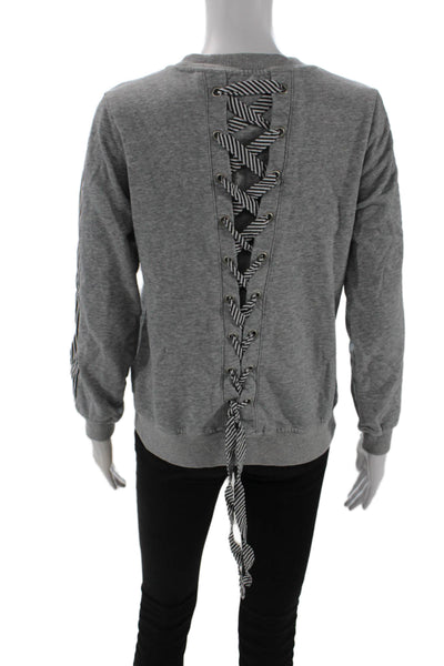 Current/Elliott Women Gray Striped Cotton Pullover Sweatshirt Size XS