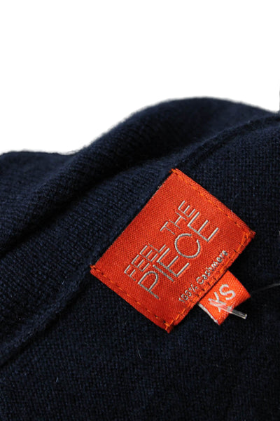 Feel The Piece Womens Cashmere Dark Blue Cardigan Solid Long Sleeve Size XS