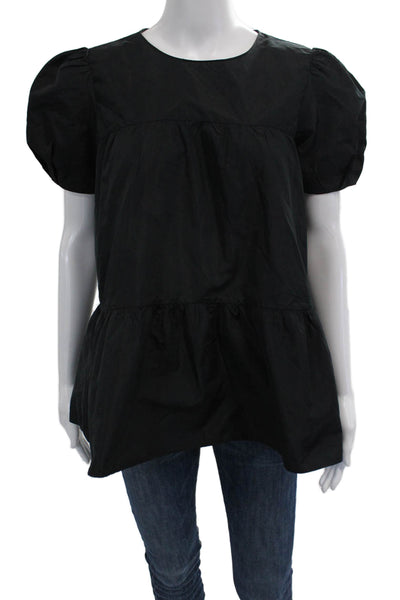 Zara Womens Tunic Black Round Neck Short Sleeve Polyester Blend Size XS