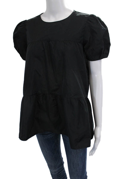 Zara Womens Tunic Black Round Neck Short Sleeve Polyester Blend Size XS
