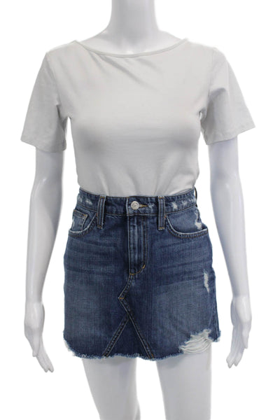 Joes Womens Cotton Distressed Detail Denim Mini Skirts Blue Size 25