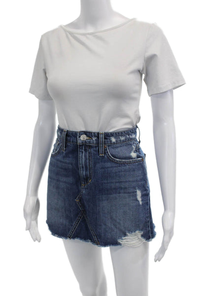 Joes Womens Cotton Distressed Detail Denim Mini Skirts Blue Size 25