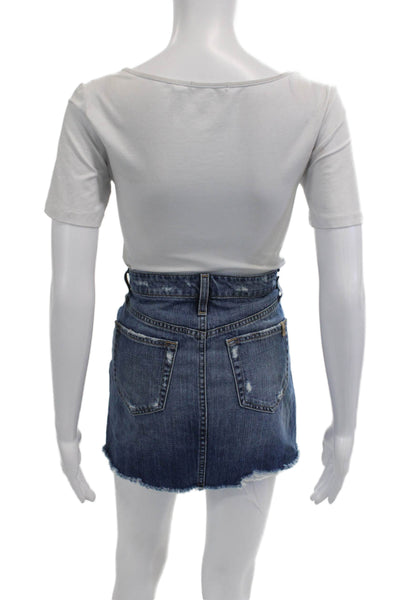 Joes Womens Cotton Distressed Detail Denim Mini Skirts Blue Size 25