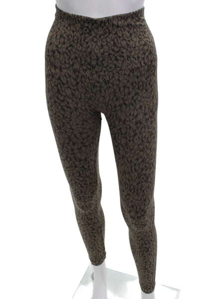 Spanx Women Ankle Jeggings Brown Animal Print Nylon Blend Plus Size S