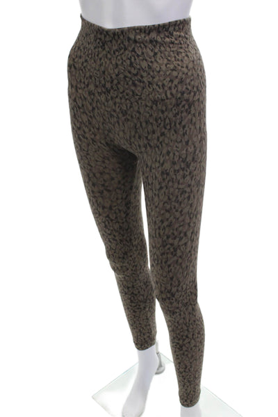 Spanx Women Ankle Jeggings Brown Animal Print Nylon Blend Plus Size S