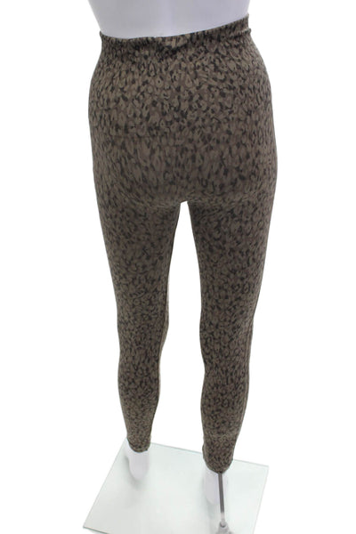 Spanx Women Ankle Jeggings Brown Animal Print Nylon Blend Plus Size S