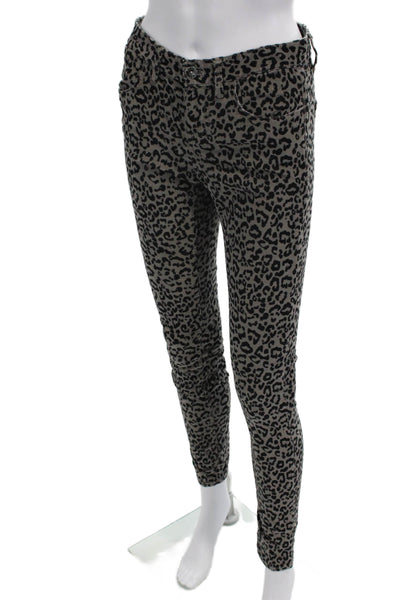 Madewell Women Ankle Jeggings Gray Animal Print Mid Rise Size 26
