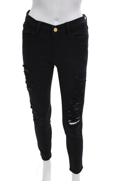 Frame Women Skinny Ankle Black Jeans Low Rise 28 Inseam Size 26
