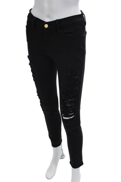 Frame Women Skinny Ankle Black Jeans Low Rise 28 Inseam Size 26