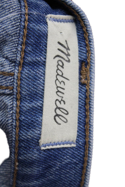 Madewell Womens Cropped Straight Animal Print Blue Jeans Size 25