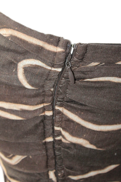 Designer Women Maxi Dress Brown Linen Sleeveless Zip Bohemian Long Size 8