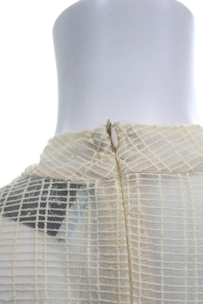 Alex Vinash, Women Fit & Flare Dress Beige High Neck Short Sleeve Long Size M