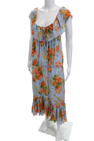 Le Shack By Tracy Feith, Womens Maxi Sundress Blue Floral Silk Size 4