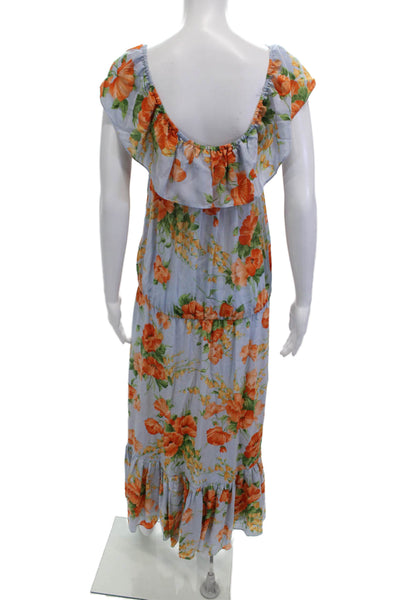 Le Shack By Tracy Feith, Womens Maxi Sundress Blue Floral Silk Size 4