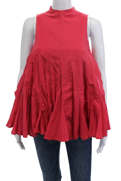 Rhode Resort Women Boho Sleeveless Tunic Red Cotton Mock Neck Size XS