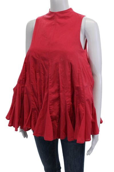 Rhode Resort Women Boho Sleeveless Tunic Red Cotton Mock Neck Size XS