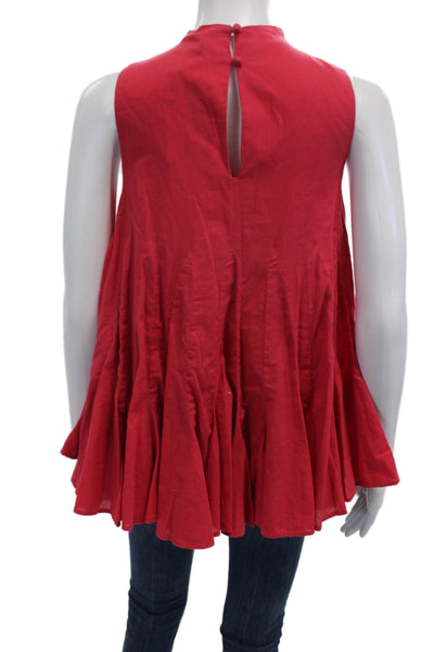 Rhode Resort Women Boho Sleeveless Tunic Red Cotton Mock Neck Size XS