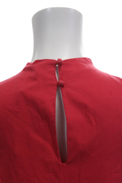 Rhode Resort Women Boho Sleeveless Tunic Red Cotton Mock Neck Size XS