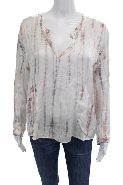 Zadig & Voltaire Women Tunic V-Neck Striped Long Sleeve White Size M