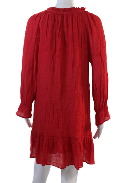 Aqua Women Red Bohemian Shift Dress Long Sleeve Knee-Length Size L