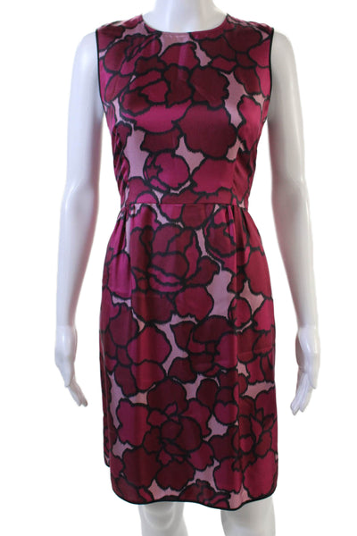 Marc Jacobs Women Sheath Dress Black Silk Floral Knee-Length Sleeveless Size 4