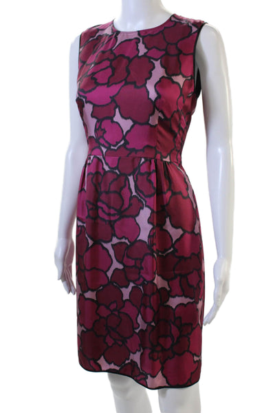 Marc Jacobs Women Sheath Dress Black Silk Floral Knee-Length Sleeveless Size 4