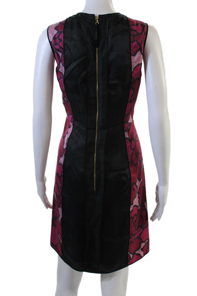Marc Jacobs Women Sheath Dress Black Silk Floral Knee-Length Sleeveless Size 4