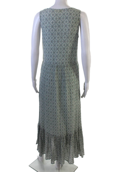 Roller Rabbit Women Maxi Sundress Green V-Neck Sleeveless Boho Viscose Size S