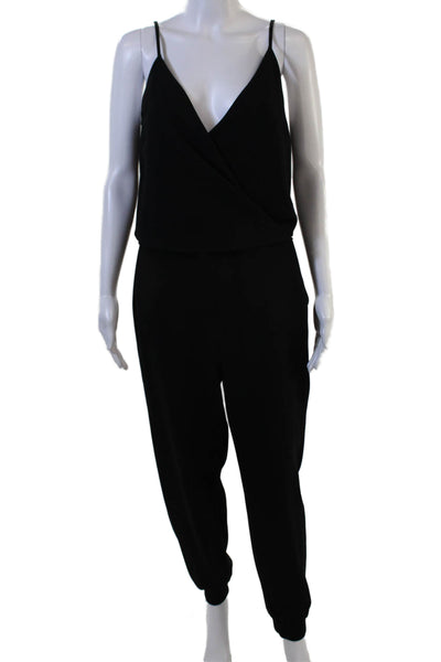 Theory Womens Spaghetti Strap V Neck Crepe Wrap Jumpsuit Black Size 6