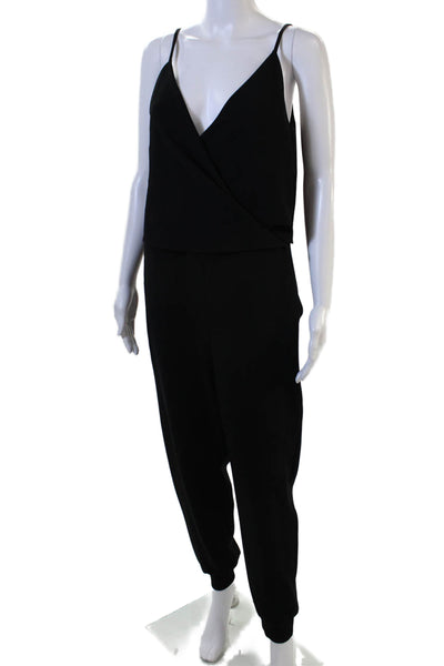 Theory Womens Spaghetti Strap V Neck Crepe Wrap Jumpsuit Black Size 6