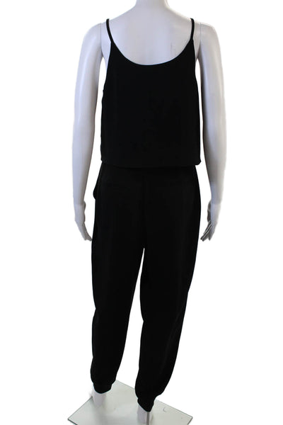 Theory Womens Spaghetti Strap V Neck Crepe Wrap Jumpsuit Black Size 6
