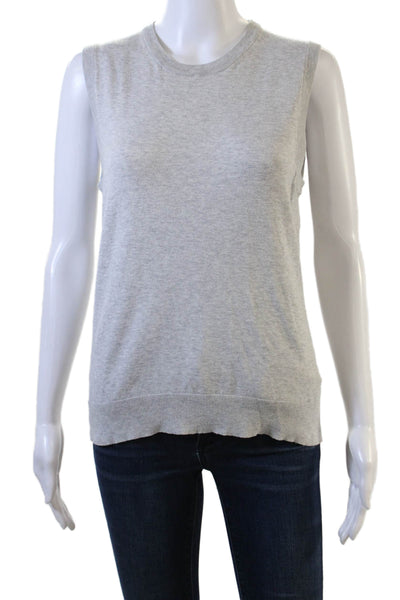 J Crew Women Basic Gray Solid Tank Crew Neck Sleeveless Top Size M