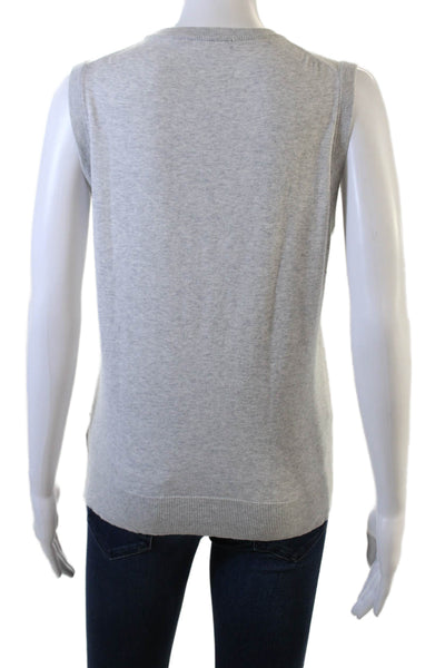 J Crew Women Basic Gray Solid Tank Crew Neck Sleeveless Top Size M