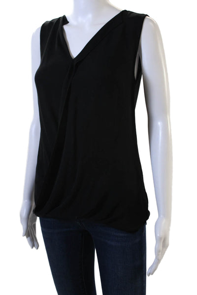 Theory Women Black V-Neck Sleeveless Basic Tank 92% Cotton 8% Spandex Size M