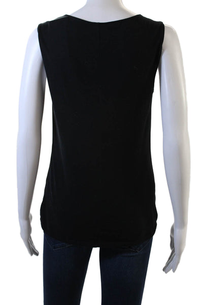 Theory Women Black V-Neck Sleeveless Basic Tank 92% Cotton 8% Spandex Size M