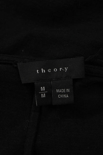 Theory Women Black V-Neck Sleeveless Basic Tank 92% Cotton 8% Spandex Size M