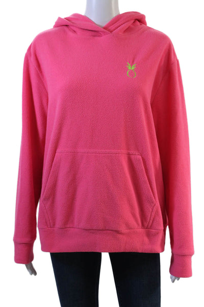 Dudley Stephens Women Pullover Hoodie Pink Solid Long Sleeve Polyester Size M